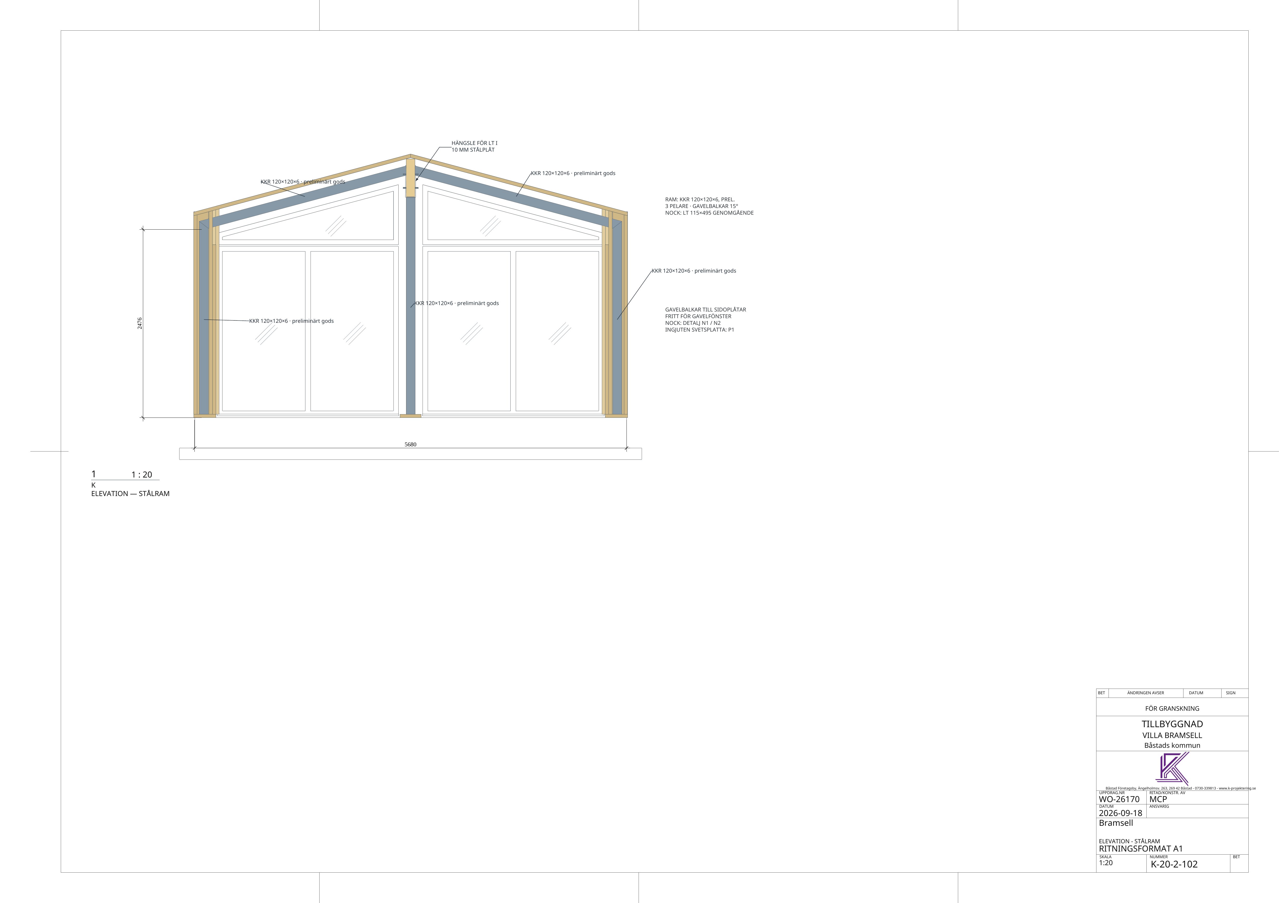 K-20-2-102 Elevation / stålram